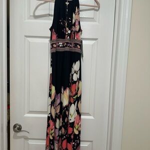 Pink and White Halter Maxi Dress for Wedding Guest